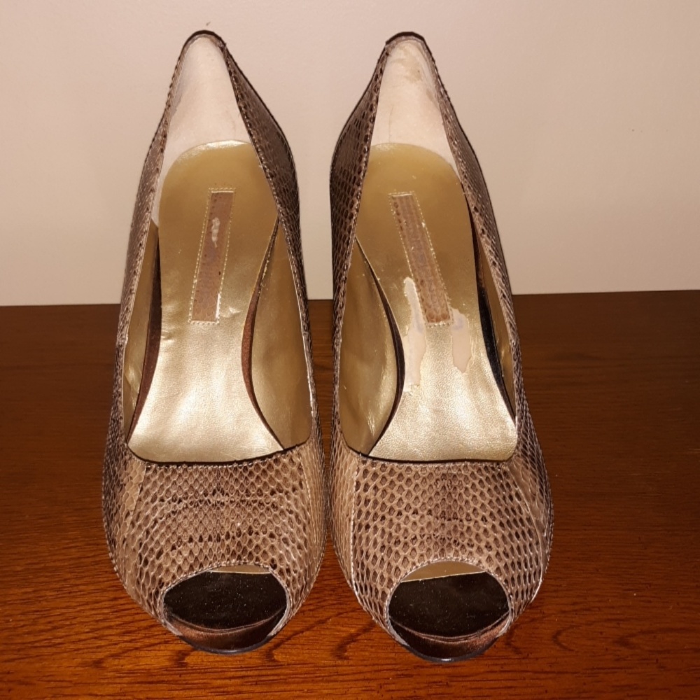 Bandolino Faux Snakeskin Peep Toe Heels